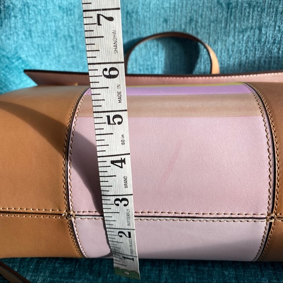 Tory Burch Block-T Degrade Vachetta Fresh Melon Leather Shoulder Strap Satchel - Picture 14 of 16